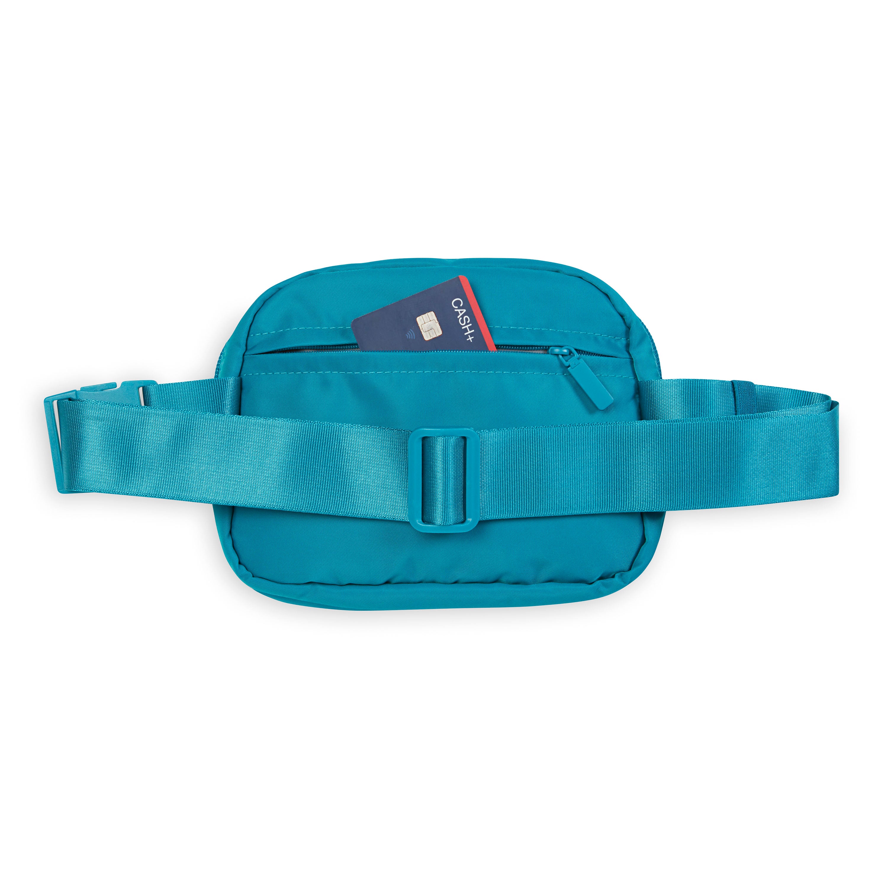 POPSUGAR Waist Pack Teal back with stuffing